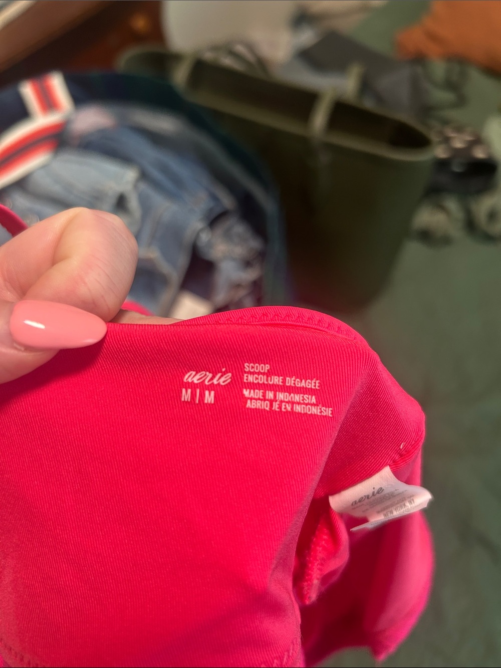 aerie Hot Pink Ribbed Two-Piece Bikini Set - Picture 4 of 4
